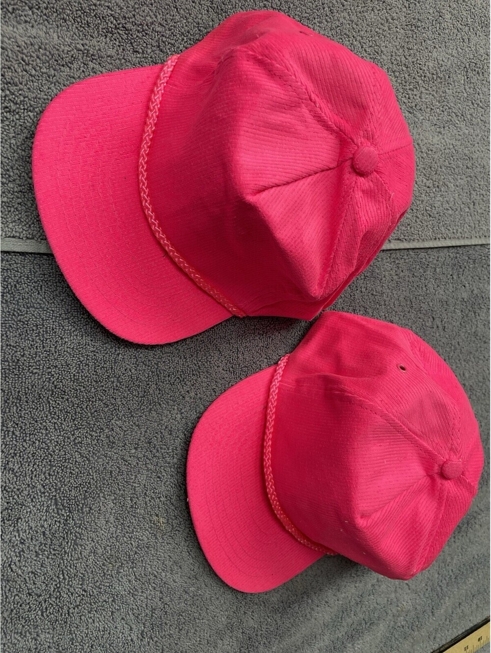 Vintage San Sun Hot Pink Corduroy Rope Brim Snapback Hat Cap
